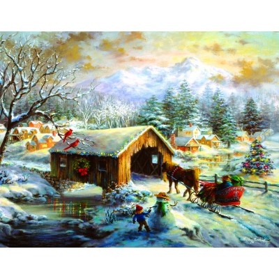 SunsOut - 1000 pieces - Nicky Boehme - Over the Covered Bridge