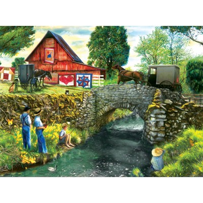 SunsOut - 1000 pieces - Tom Wood - Fishing Down by the Stream