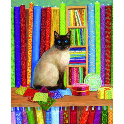 Sunsout - 1000 pièces - Linda Elliott - Quilt Shop Cat
