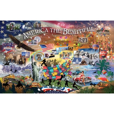 Bluebird-Puzzle - 1000 Teile - Evie Cook - An American Collage