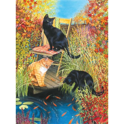 Bluebird-Puzzle - 1000 Teile - Chrissie Snelling - Cats and Koi