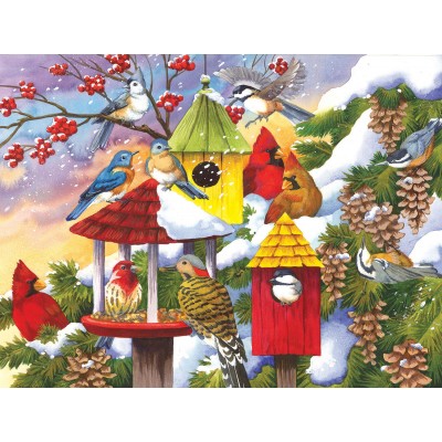 Bluebird-Puzzle - 300 Teile - XXL Teile - Meeting at the Birdfeeder