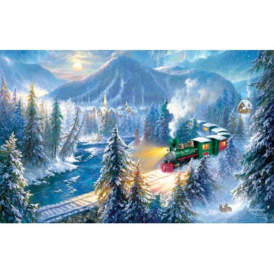 Sunsout - 500 pièces - Train de Noël en Montagne