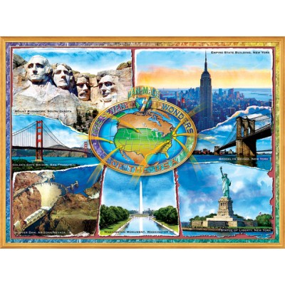 SunsOut - 1000 pieces - Adrian Chesterman - The 7 Manmade Wonders of the U.S.A.