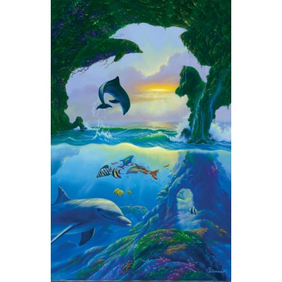 Bluebird-Puzzle - 1000 Teile - Jim Warren - 7 dolphins