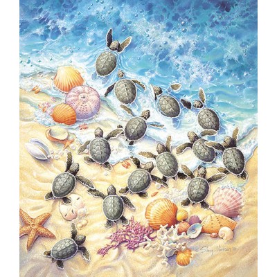 SunsOut - 550 pieces - Sherry Vintson - Green Turtle Hatchlings