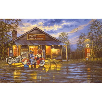Bluebird-Puzzle - 500 Teile - Dave Barnhouse: Die Dorftankstelle