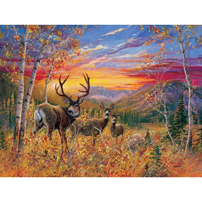 Bluebird-Puzzle - 500 Teile - Valeria Yost: Hirsche bei Sonnenuntergang