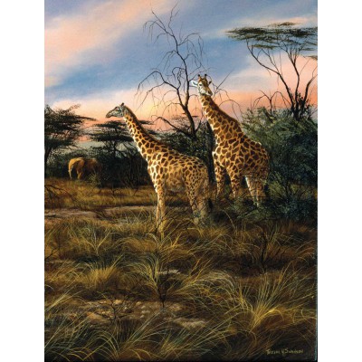 SunsOut - 1500 pieces - Trevor Swanson : Giraffes At The Watering Hole