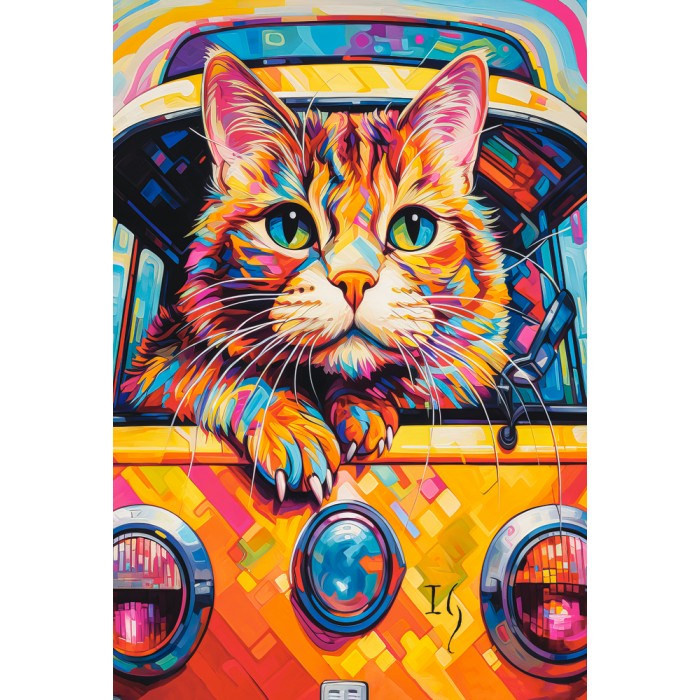 Puzzle Castorland-105229 Cat Bus Travel