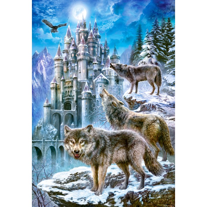 Castorland-151141 Jigsaw Puzzle - 1500 Pieces : Wolves in Front of the Castle