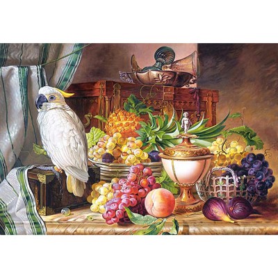  Castorland-300143 Jigsaw Puzzle - 3000 Pieces - Josef Schuster : Still Life With Fruit and a Cockatoo