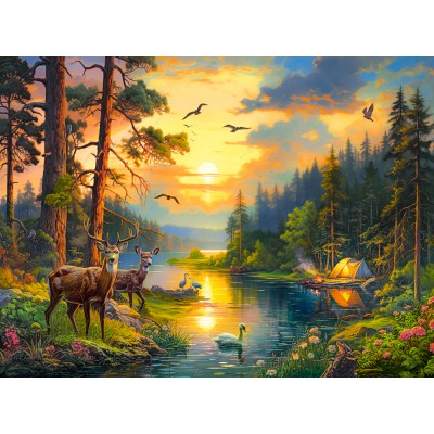 Puzzle  Castorland-300686 Sunset over Forest River