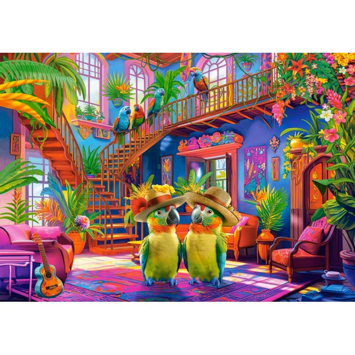 Puzzle Castorland-53995 Papageien im Paradies