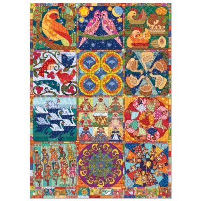 Puzzle  Cobble-Hill-40049 Twelve Days of Christmas Quilt