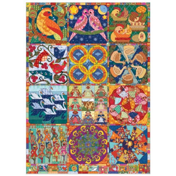 Puzzle Cobble-Hill-40049 Twelve Days of Christmas Quilt