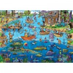 Puzzle  Cobble-Hill-44503 DoodleTown: Gone Fishing