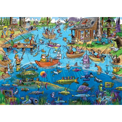 Puzzle  Cobble-Hill-44503 DoodleTown: Pêche à la Ligne