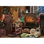 Puzzle  Cobble-Hill-45048 XXL Pieces - Kittens by the Stove