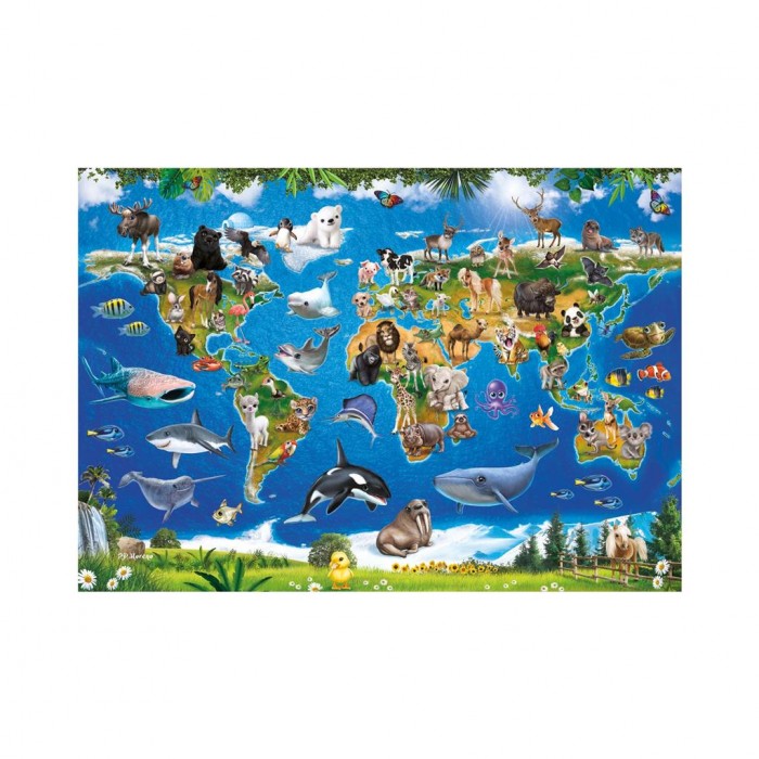 Puzzle Dino-34356 XXL Pieces - Animal Map