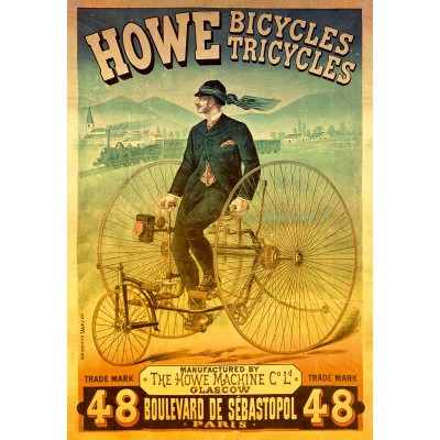  Dtoys-67555 Jigsaw Puzzle - 1000 Pieces - Vintage Posters : Howe Tricycles