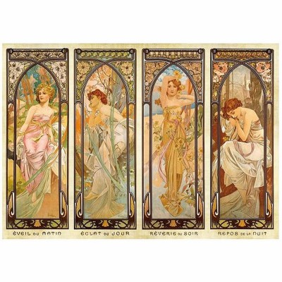  Dtoys-70050 Jigsaw Puzzle - 1000 Pieces - Alphonse Mucha : Times of Day