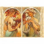  Dtoys-70074 Jigsaw Puzzle - 1000 Pieces - Alphonse Mucha : Fruit and Flower Dyptich