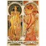  Dtoys-70081 Jigsaw Puzzle - 1000 Pieces - Alphonse Mucha : Moet and Chandon, Cremant Imperial