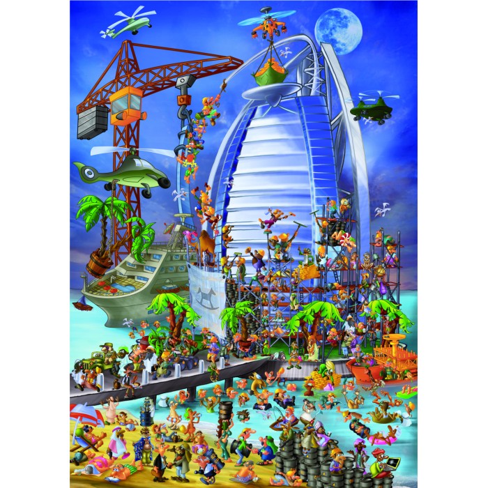 Puzzle Dtoys-74690 Cartoon Collection - Construction du Burj Al Arab