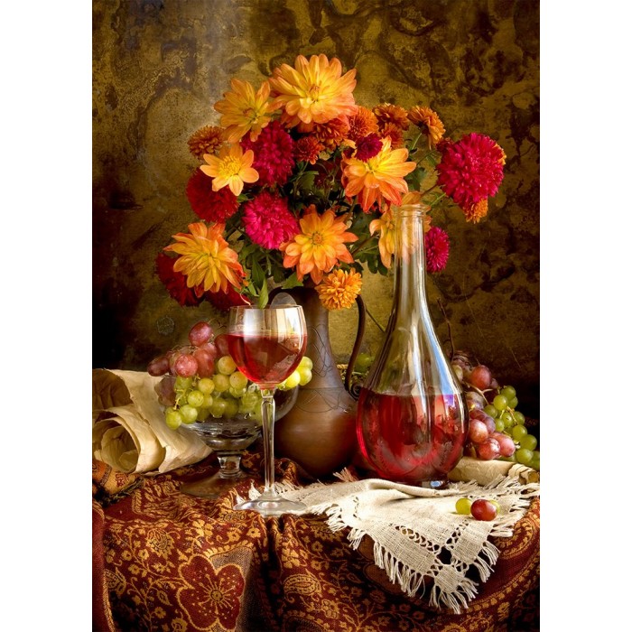 Puzzle Enjoy-Puzzle-1332 Dahlias and Wine