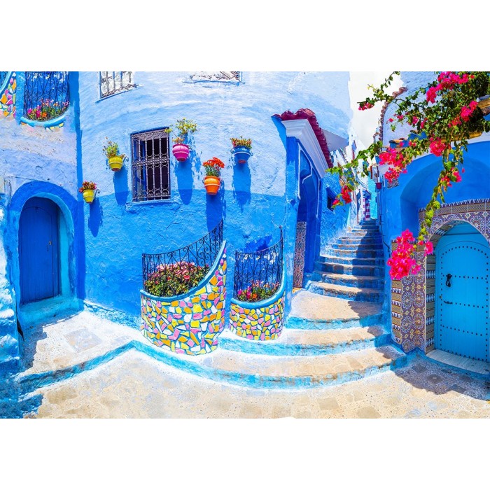 Puzzle Enjoy-Puzzle-1365 Turquoise Street in Chefchaouen, Morocco