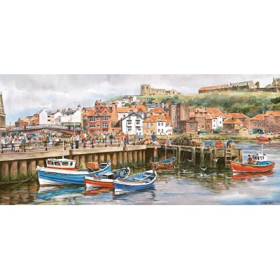  Gibsons-G374 Jigsaw Puzzle - 636 Pieces - Panoramic - Whitby Harbour