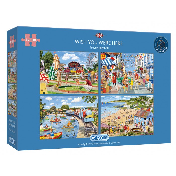 Gibsons-G5059 4 Puzzles - Wish You Were Here