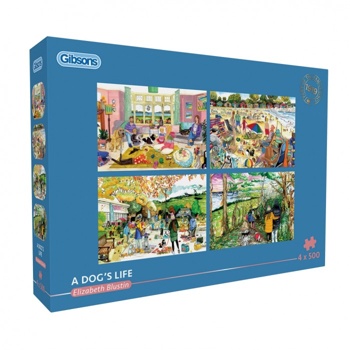 Gibsons-G5065 4 Puzzles - A Dog's Life