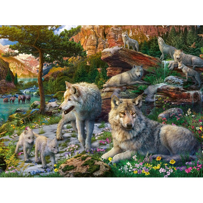 Puzzle Ravensburger-00719 Wolves in the Spring