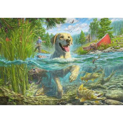 Puzzle  Schmidt-Spiele-58557 Mark Fredrickson - Labrador fishing
