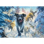 Puzzle  Schmidt-Spiele-58558 Dog Love, Black Labrador in the Snow
