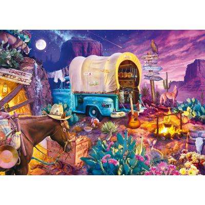 Puzzle  Schmidt-Spiele-58576 Jeff Haynie - Camping in the Wild West