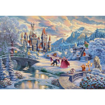 Puzzle  Schmidt-Spiele-59671 Thomas Kinkade Disney - Beauty and the Beast, Magical Winter Evening