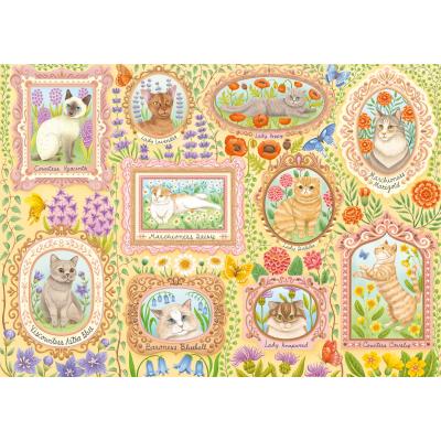 Puzzle  Schmidt-Spiele-59792 Nobles Chats Parmi les Fleurs