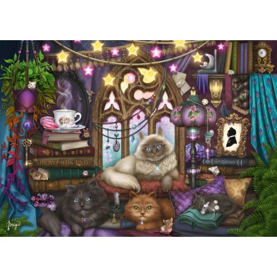 Puzzle  Schmidt-Spiele-59990 Afternoon Tea mit Katzen