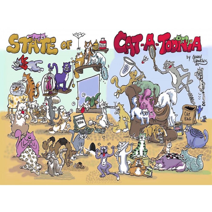 Puzzle Sunsout-16001GW Jonny Hawkins - State of Cat-a-Toonia