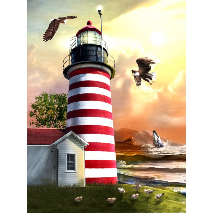 Puzzle Sunsout-28542 West Quoddy Lighthouse
