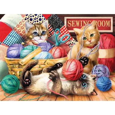 Puzzle  Sunsout-28935 Tom Wood - Kitties Fun Time