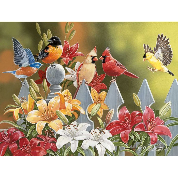 Puzzle Sunsout-30479 XXL Pieces - William Vanderdasson - Birds on a Fence