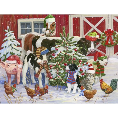 Puzzle  Sunsout-30486 XXL Pieces - Merry Christmas in the Barnyard