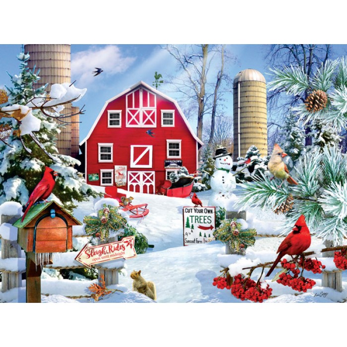 Puzzle Sunsout-35025 Lori Schory - A Snowy Day on the Farm
