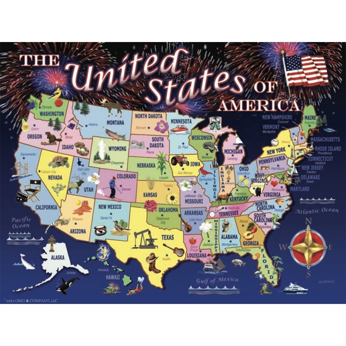 Puzzle Sunsout-37266 Greg and Company - United States Map