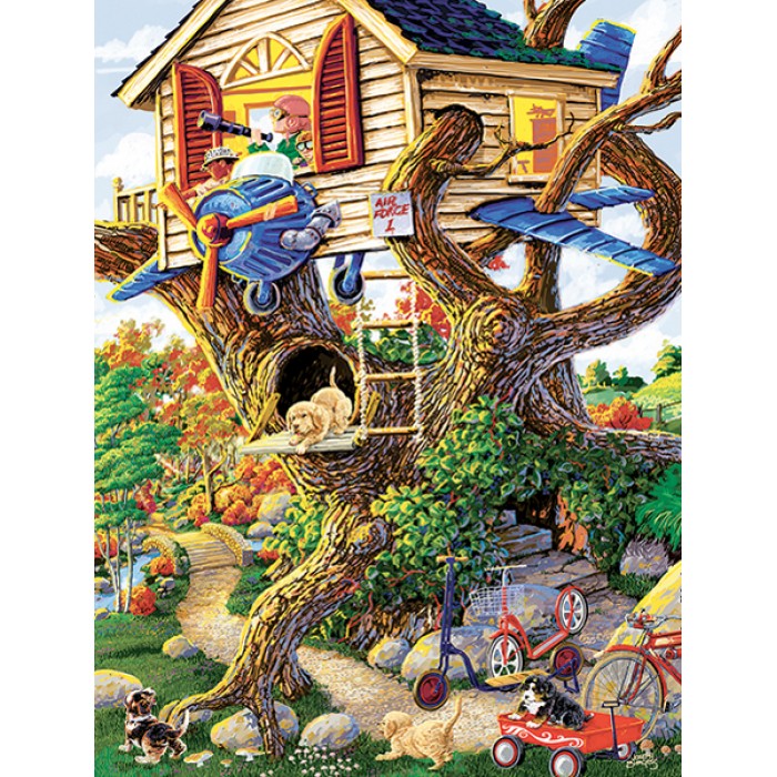 Puzzle Sunsout-38784 Pièces XXL - La Cabane dans les Arbres des Enfants