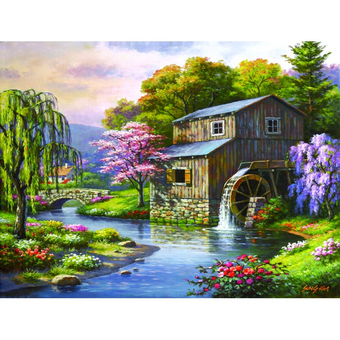 Puzzle Sunsout-41029 Pièces XXL - Le Printemps au Moulin